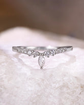 LUMIRA Marquise Shaped Moissanite Diamonds Matching Curved Wedding Band